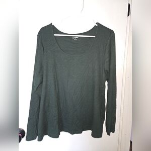 Old Navy Women's Ribbed Dark Green Long Sleeve Tee